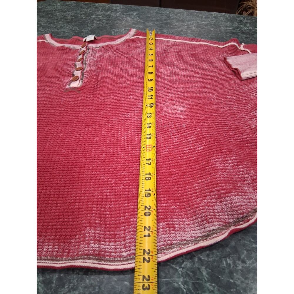 Sundance Gentry waffle knit Henley top long sleeved red distressed oversized LRG - Picture 8 of 12
